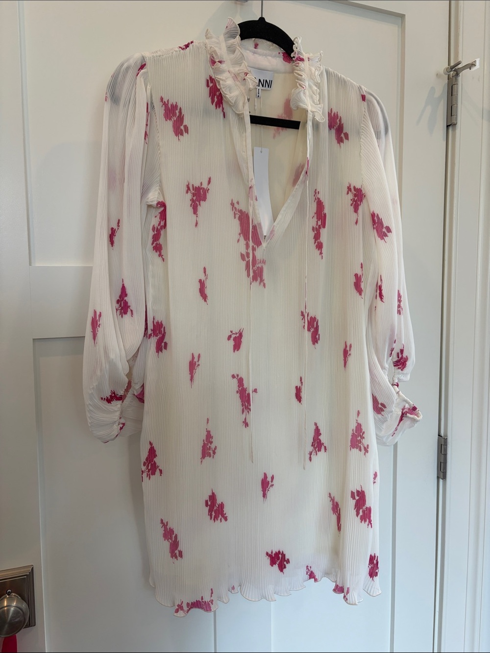 NWT GANNI Pink Floral Tunic Dress Sz 38